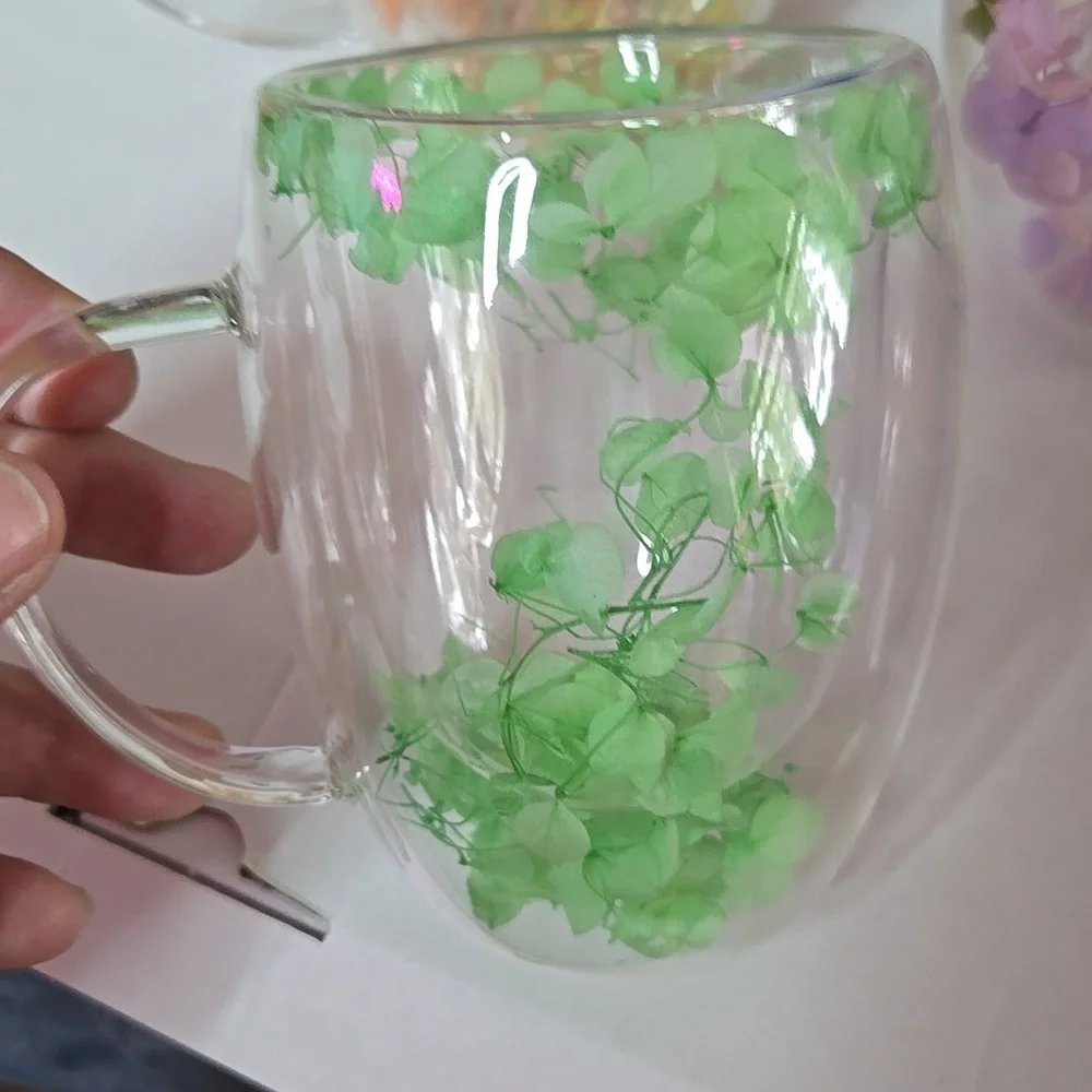 6 Floral Glass Mug Set - Picture 4 of 4